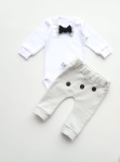 Komplet popiel z guziczkami - baggy i body z muchą   