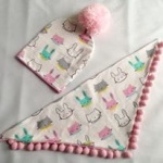 Colorful bunnies set with pom-poms