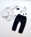 Komplet popiel i czerń - frak, body, baggy i szelki 