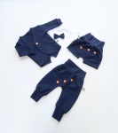 Komplet granat  z guziczkami - frak, body, baggy i szorty bezuciskowe