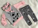 Gray zebra set- leggins + blouse + headband