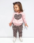 Komplet panterka i kwarc - bluza, legginsy  z falbankami i opaska 