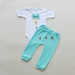 Komplet aqua na roczek - baggy i body z muchą 