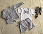 Gray with buttons set - coat, body, shorts and braces 