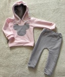 Pink and spots set - hooded blouse and leggins