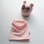Komplet z uszami róż -  czapka i komin 