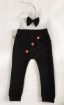 Komplet czerń z guziczkami  - baggy i mucha 