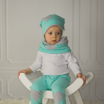 Komplet aqua i serce - czapka i komin