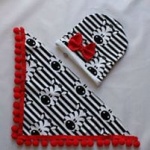 Zebra neckerchief with red pom-poms
