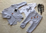Gray with buttons set - coat, body, trousers and braces