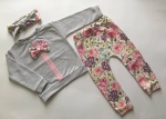 Summer flowers set - leggins + blouse + headband