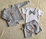 Gray with buttons set - coat, body and shorts