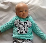 Mint minky blouse with Mickey Mouse
