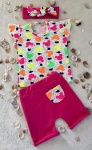 Neon Mickey with fuchsia set - t-shirt, shorts and headband