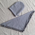 Gray set with pom-poms