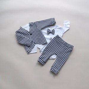 Komplet pepitka- frak, body, baggy 