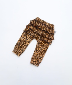 Legginsy musztardowa panterka z falbankami