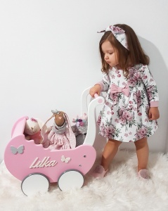 Sukienka bukieciki róż - długi rękaw