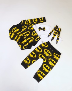 Komplet Batman - frak, body, baggy i szelki 