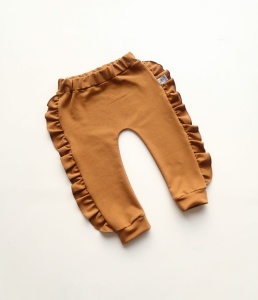 Legginsy karmel z falbankami 