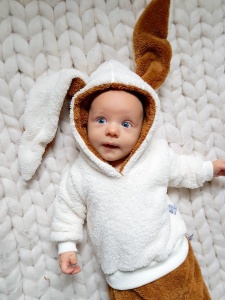 Bluza króliczek z ogonkiem - plusz ecru i karmel