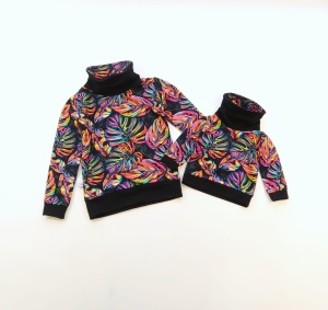 Komplet monstery fluo - bluza z kominem mama & córka  