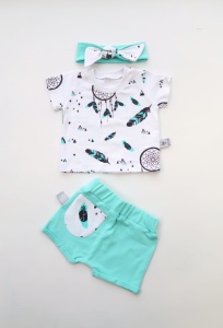 Aqua dreamcather set - t-shirt, shorts and headband