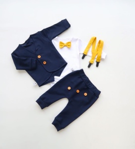 Komplet granat i musztarda - frak, body, baggy i szelki  