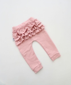 Legginsy róż kwarcowy z falbankami 