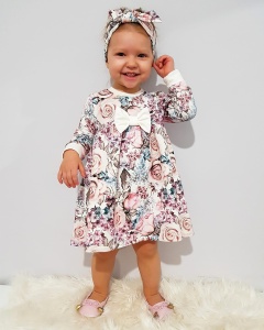 Sukienka romantyczne róże - długi rękaw 