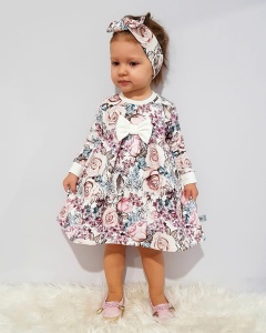 Komplet romantyczne róże - sukienka i opaska  