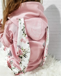 Bluza króliczek róż kwarcowy i bukieciki róż