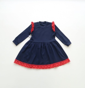 Sukienka granat z czerwoną koronką 