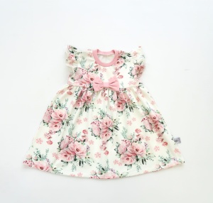 Sukienka bukieciki róż - rękawek motylek