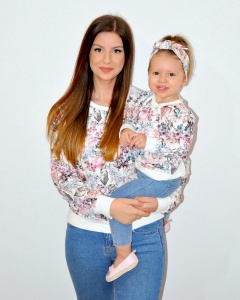 Komplet romantyczne róże - bluzy mama i córka  