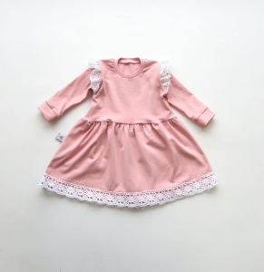 Sukienka róż kwarcowy z białą koronką 