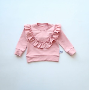 Bluza z falbanką róż kwarcowy