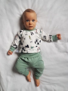 Komplet I love milk i pastelowa mięta - bluza i baggy 