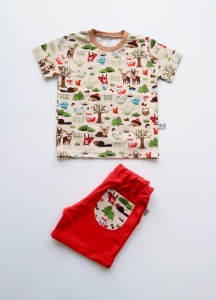 Forest animals set - t-shirt and red shorts