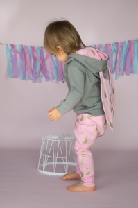 Komplet króliczek - stal i złote kropelki - bluza+legginsy  