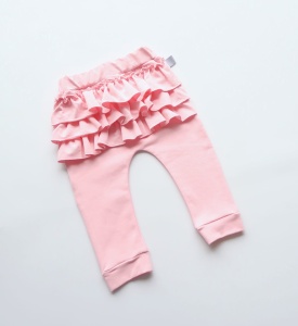 Legginsy róż pudrowy z falbankami 