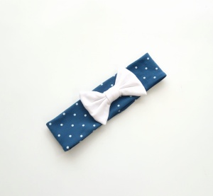 Opaska groszki na granacie z kokardką