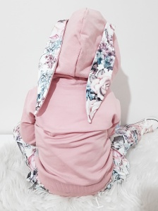 Bluza króliczek na zamek - róż kwarcowy i romantyczne róże