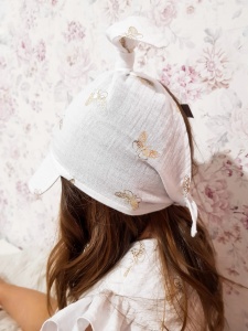 Chusta z daszkiem - złote motyle 