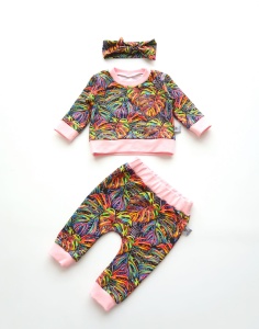 Komplet monstery fluo - bluza, legginsy i opaska