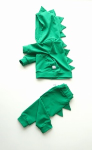 Komplet Dino zieleń  - bluza z kapturem i baggy  