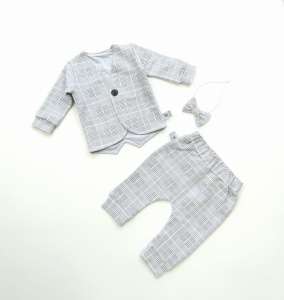 Komplet krata glen - frak, baggy i mucha 