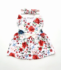 Komplet wiosenne kwiaty - sukienka  i opaska