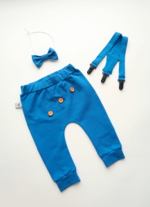 Komplet chaber z guziczkami  - baggy, mucha oraz szelki  