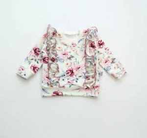 Bluza z falbanką akwarelowe kwiaty 